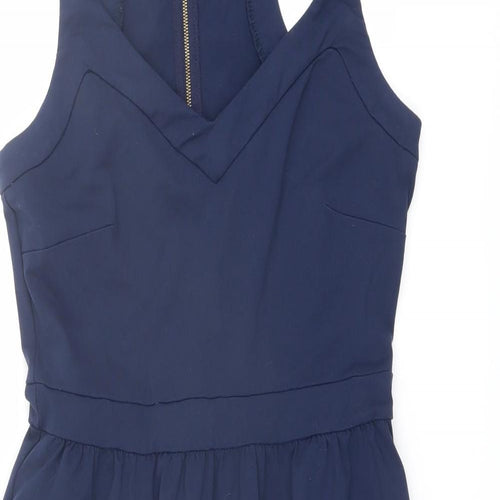 Cynthia Rowley Womens Blue Nylon A-Line Size M V-Neck Zip