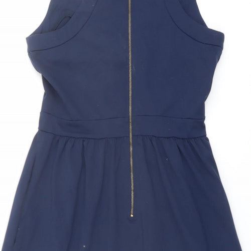 Cynthia Rowley Womens Blue Nylon A-Line Size M V-Neck Zip