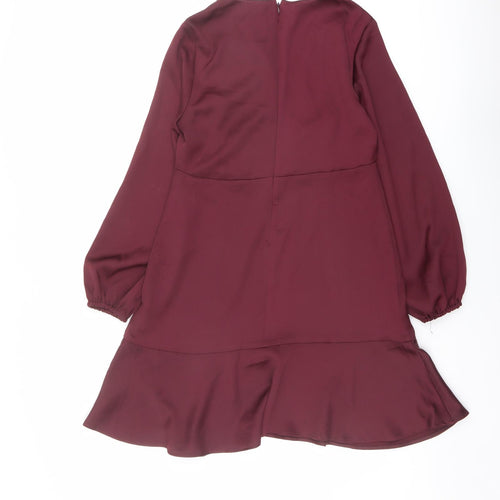 Zara Womens Purple Polyester A-Line Size S V-Neck Zip