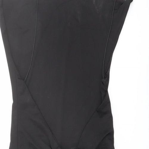 PRETTYLITTLETHING Womens Black Polyester Tank Dress Size 8 Cowl Neck Pullover - Open Back