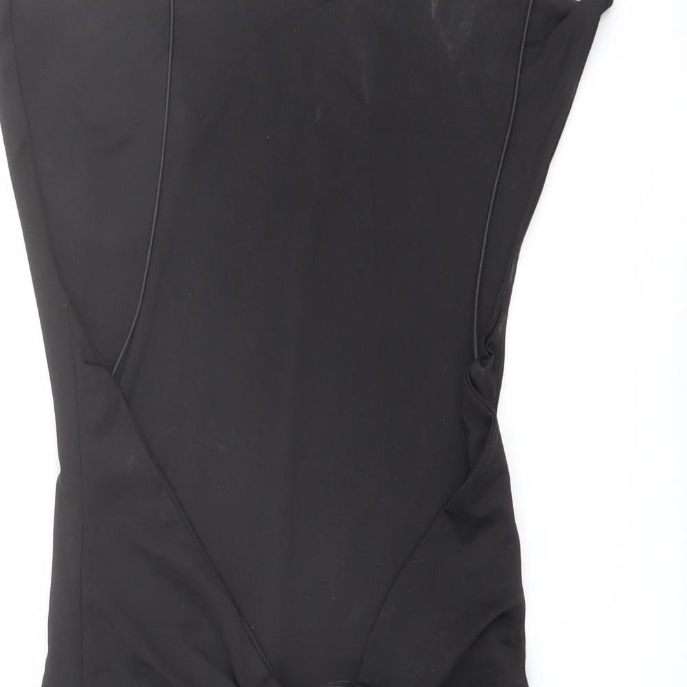 PRETTYLITTLETHING Womens Black Polyester Tank Dress Size 8 Cowl Neck Pullover - Open Back