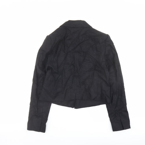 Marks and Spencer Womens Black Linen Jacket Blazer Size 8