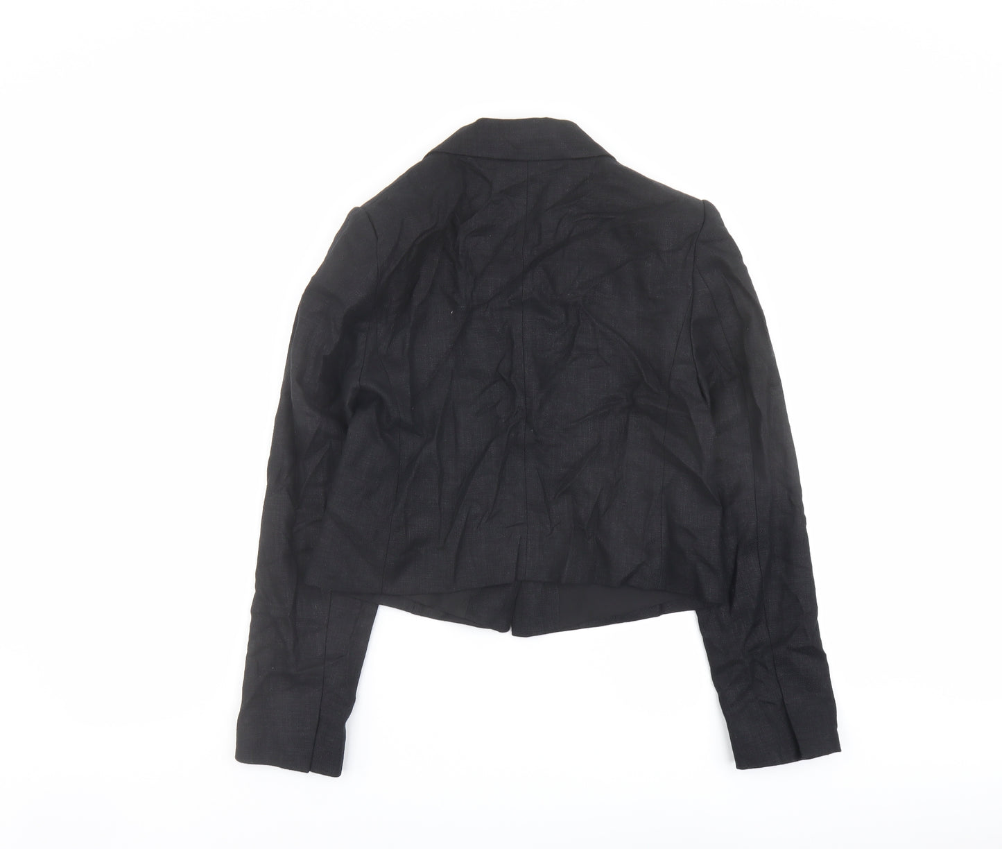 Marks and Spencer Womens Black Linen Jacket Blazer Size 8
