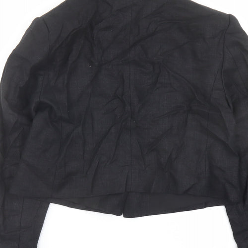 Marks and Spencer Womens Black Linen Jacket Blazer Size 8