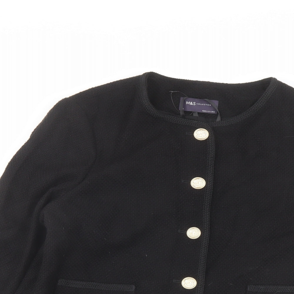 Marks and Spencer Womens Black Jacket Size 14 Button