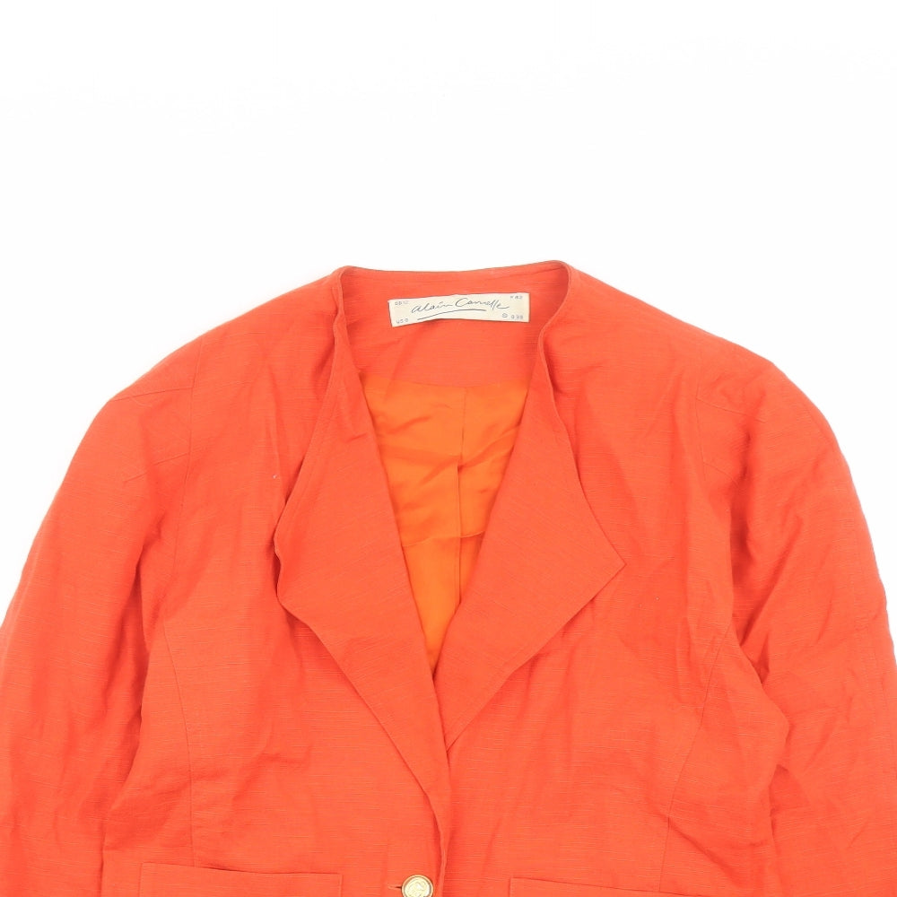 Alain Cornelle Womens Orange Jacket Blazer Size 12 Button