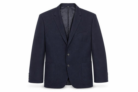 Front view of Marks & Spencer men’s blue polyamide jacket suit jacket, size 48, regular