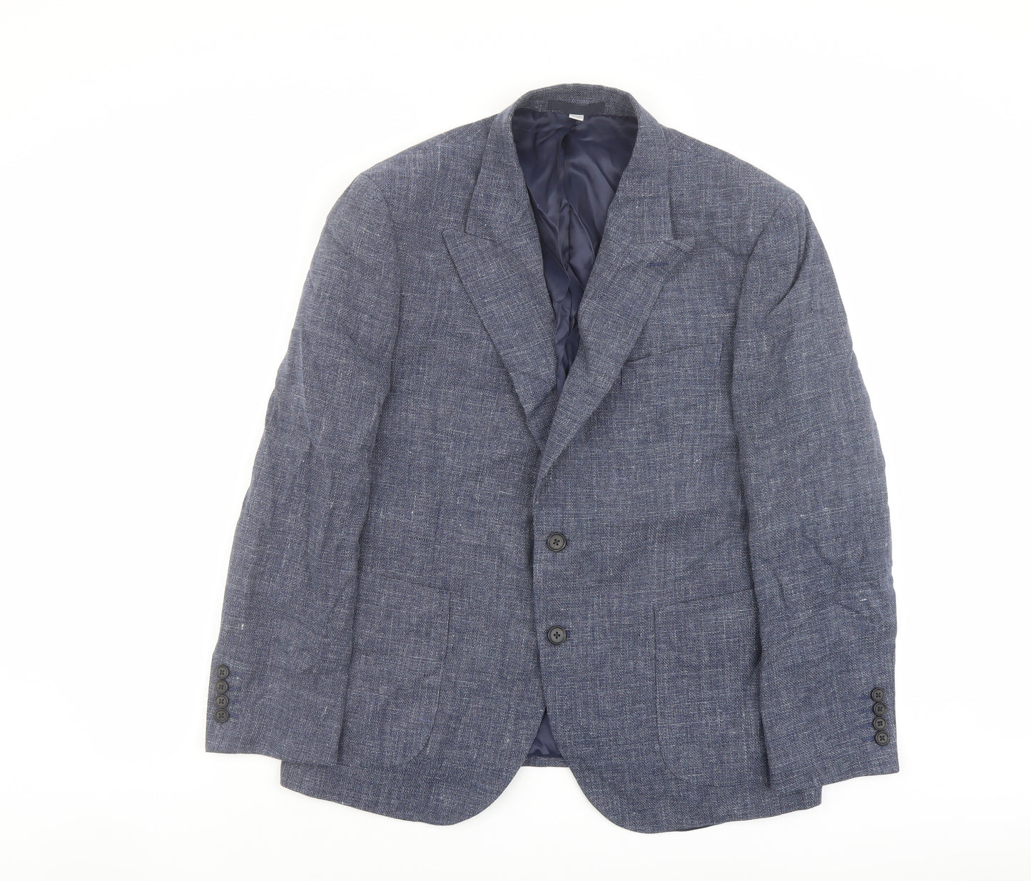Marks and Spencer Mens Blue Linen Jacket Suit Jacket Size 42 Regular