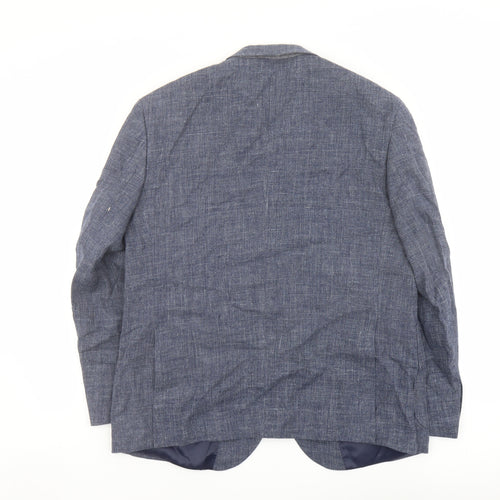 Marks and Spencer Mens Blue Linen Jacket Suit Jacket Size 42 Regular