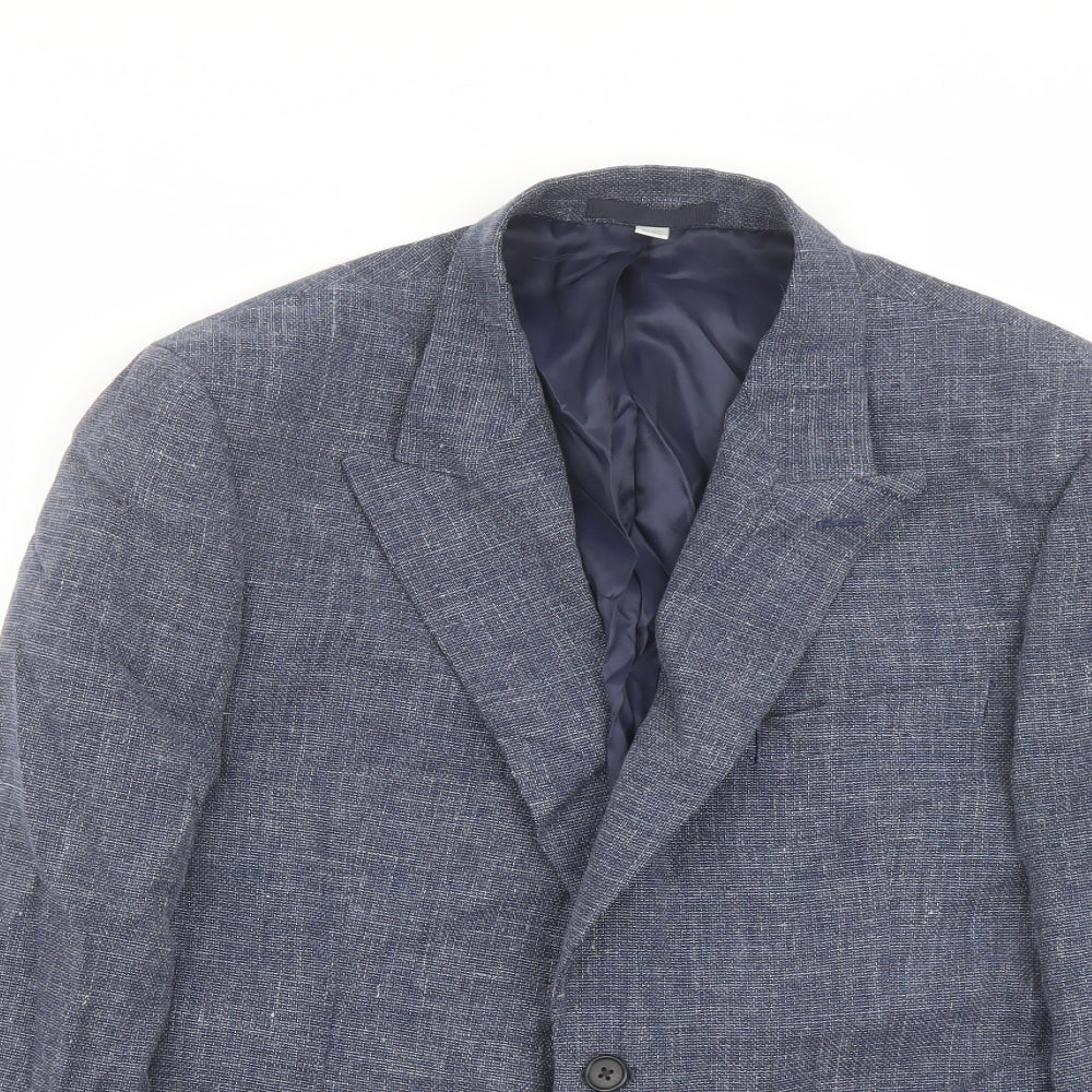 Marks and Spencer Mens Blue Linen Jacket Suit Jacket Size 42 Regular