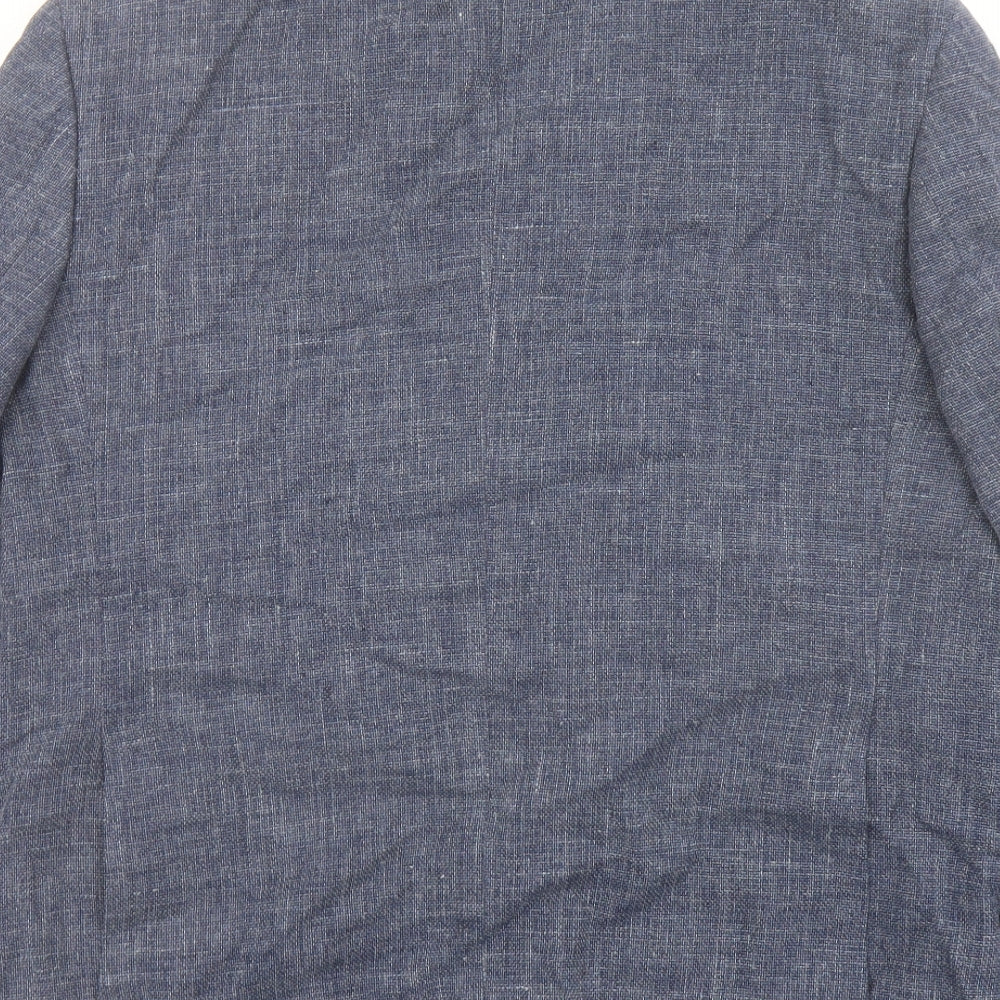 Marks and Spencer Mens Blue Linen Jacket Suit Jacket Size 42 Regular