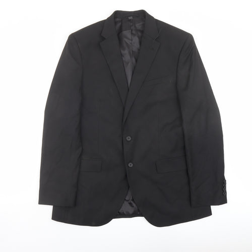 Marks and Spencer Mens Black Polyester Jacket Suit Jacket Size 42 Regular