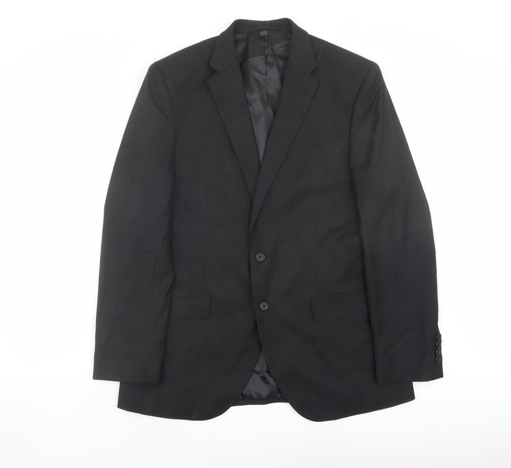 Marks and Spencer Mens Black Polyester Jacket Suit Jacket Size 42 Regular