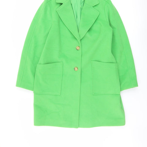 Marks and Spencer Womens Green Overcoat Coat Size 14 Button