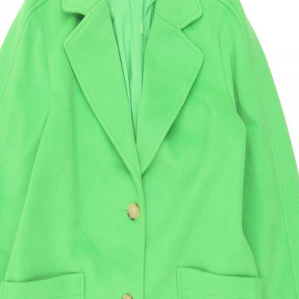 Marks and Spencer Womens Green Overcoat Coat Size 14 Button