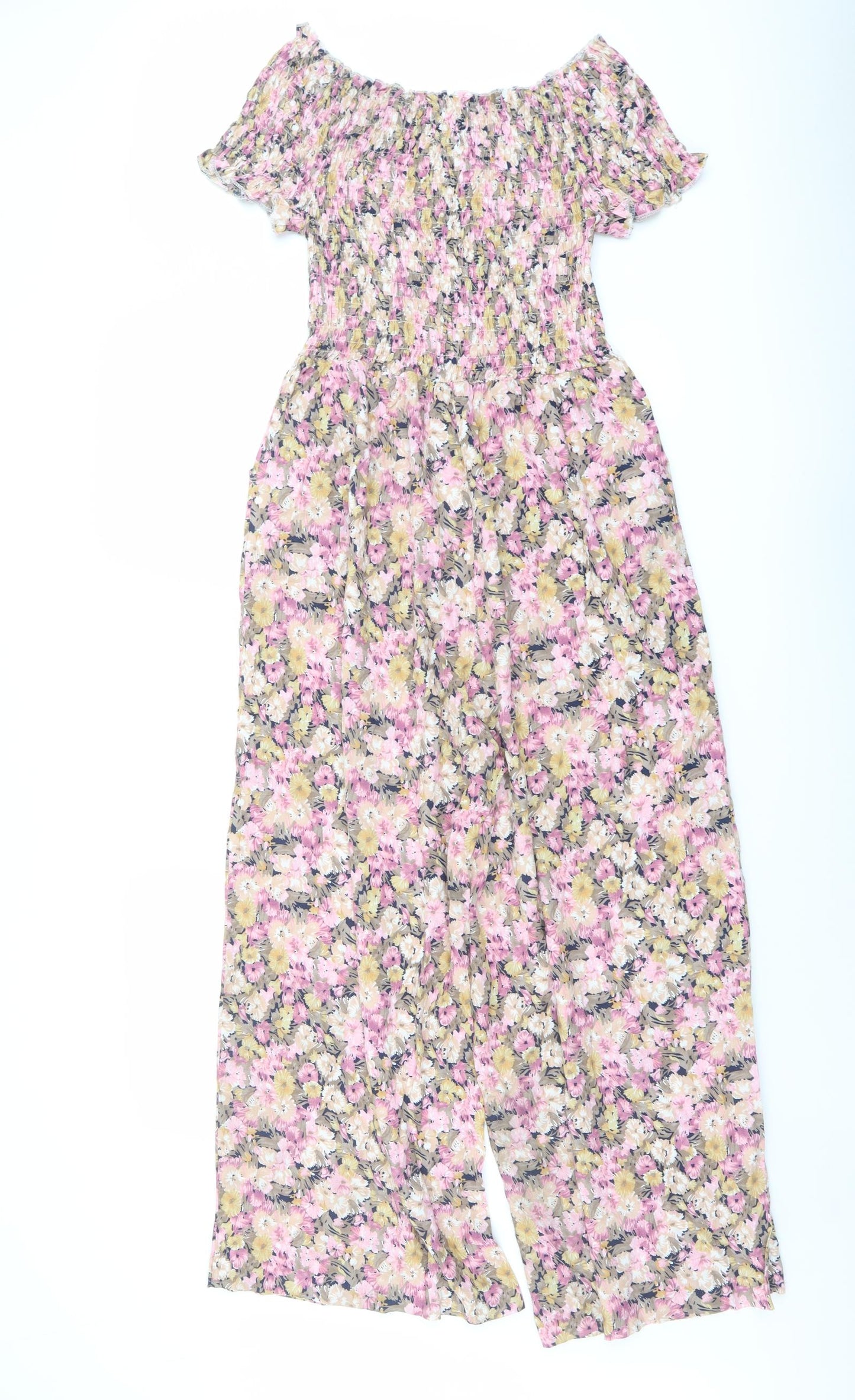 Love Look Womens Pink Floral Polyester Jumpsuit One-Piece Size S Pullover