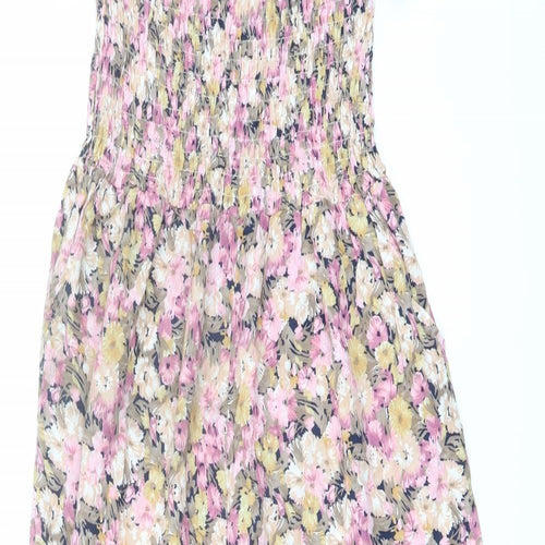 Love Look Womens Pink Floral Polyester Jumpsuit One-Piece Size S Pullover