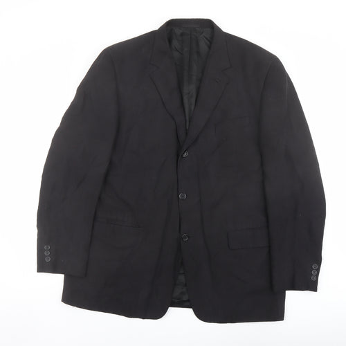 Jaeger Mens Black Silk Jacket Suit Jacket Size 56 Regular