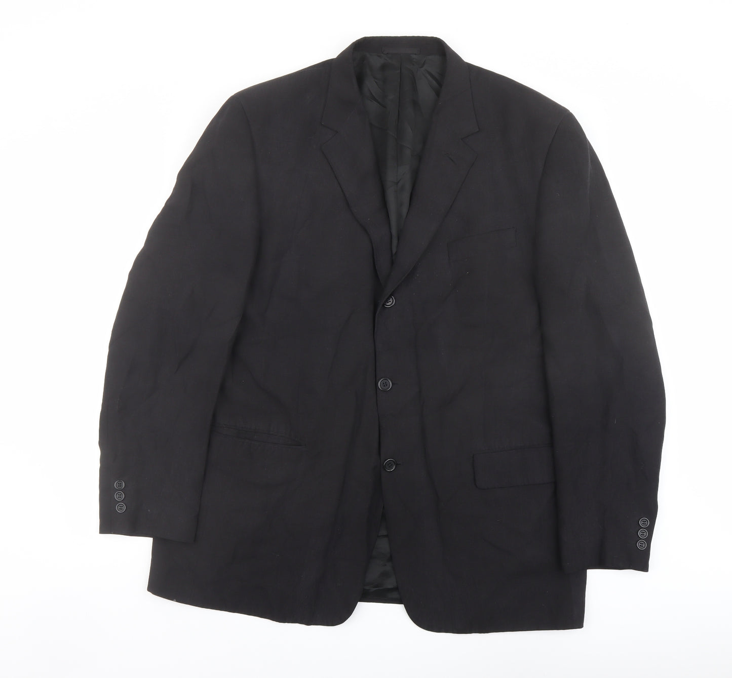 Jaeger Mens Black Silk Jacket Suit Jacket Size 56 Regular
