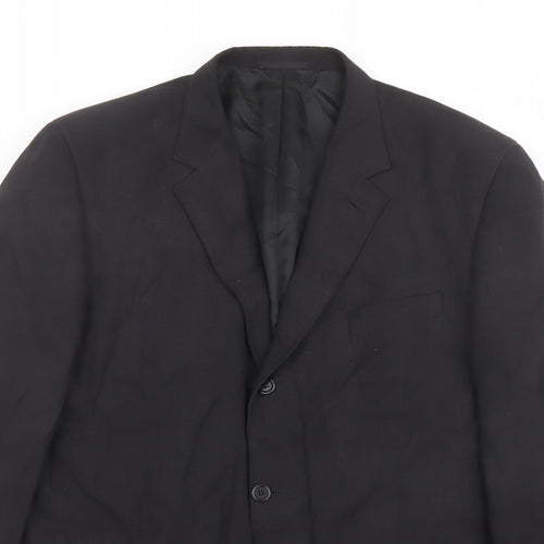 Jaeger Mens Black Silk Jacket Suit Jacket Size 56 Regular