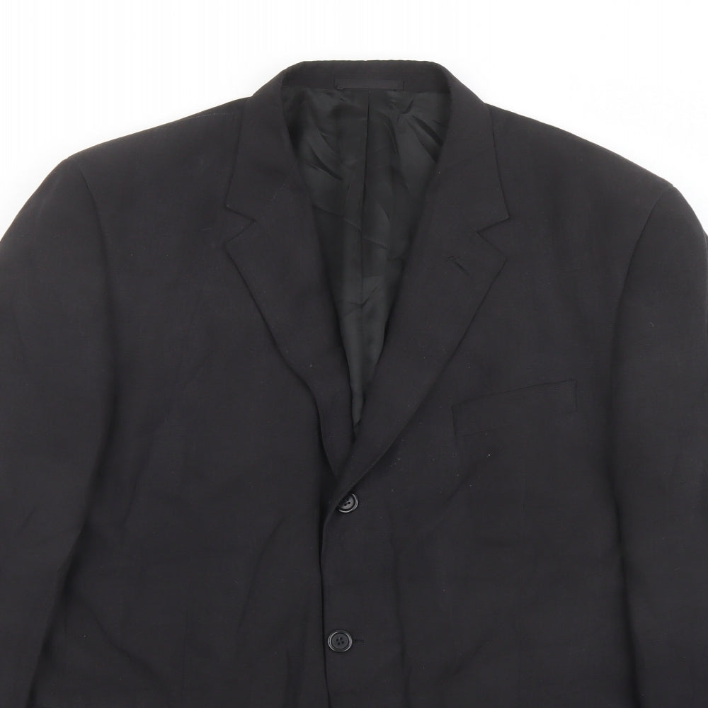 Jaeger Mens Black Silk Jacket Suit Jacket Size 56 Regular
