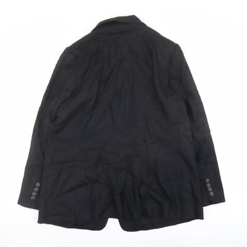 Marks and Spencer Womens Black Herringbone Polyester Jacket Blazer Size 8