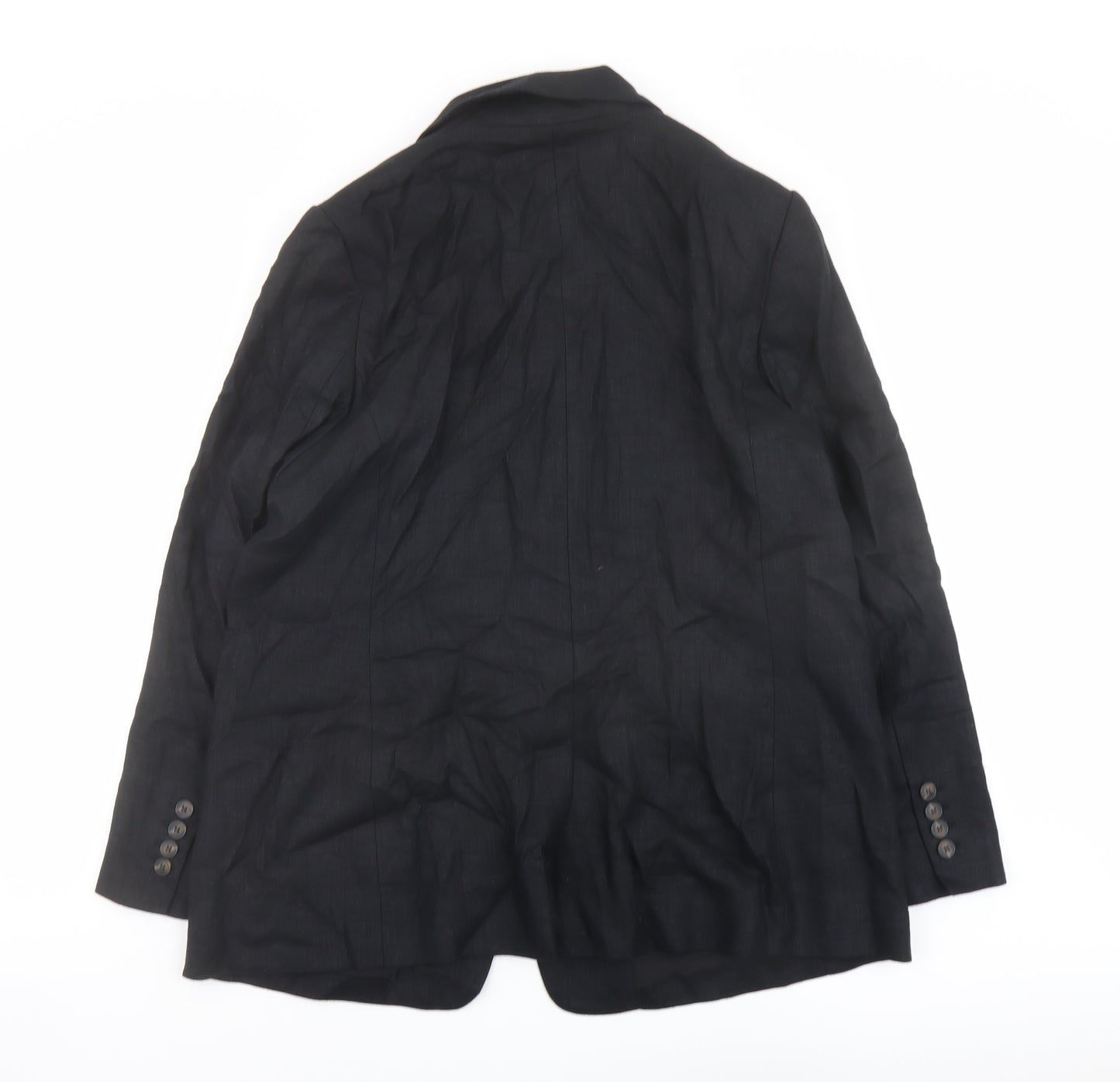 Marks and Spencer Womens Black Herringbone Polyester Jacket Blazer Size 8