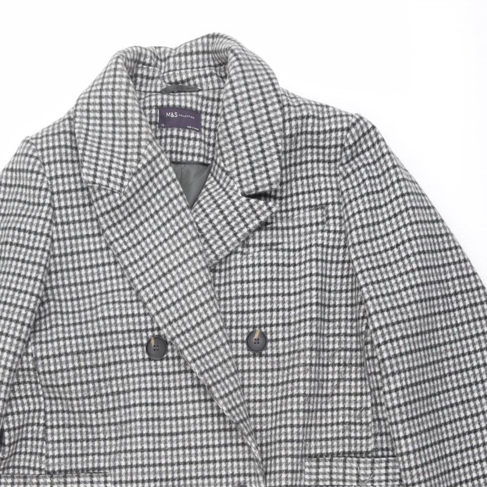 Marks and Spencer Womens Grey Plaid Jacket Blazer Size 20 Button