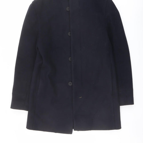 Marks and Spencer Mens Blue Overcoat Coat Size S Button