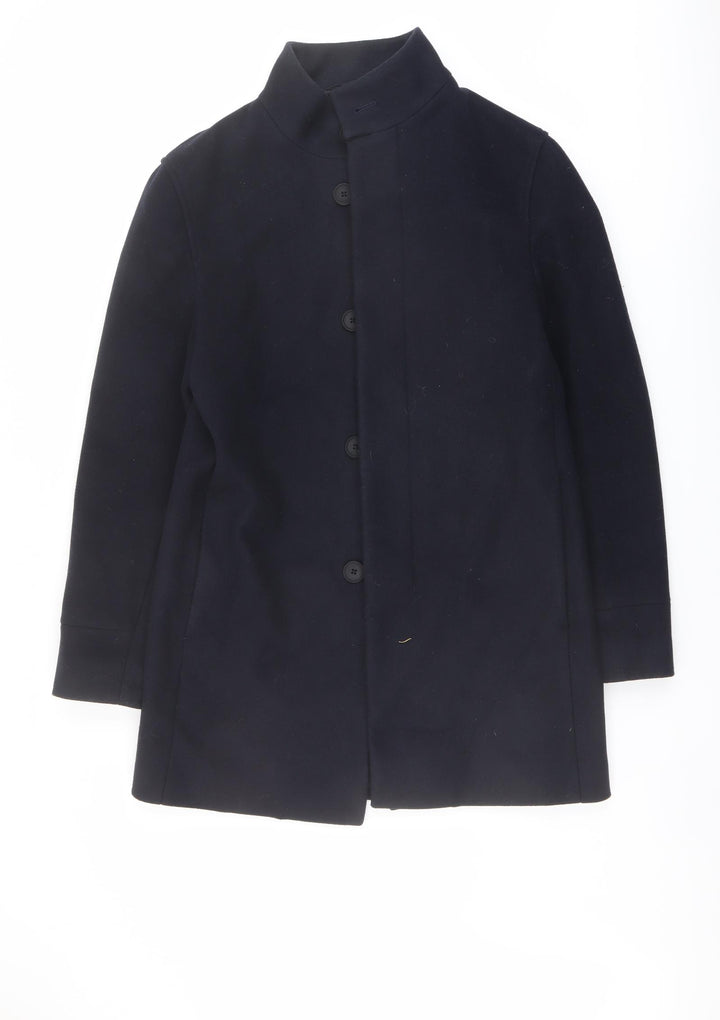 Marks and Spencer Mens Blue Overcoat Coat Size S Button
