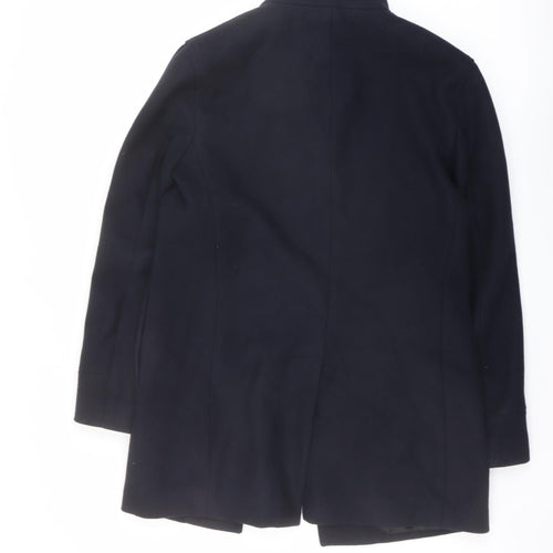 Marks and Spencer Mens Blue Overcoat Coat Size S Button