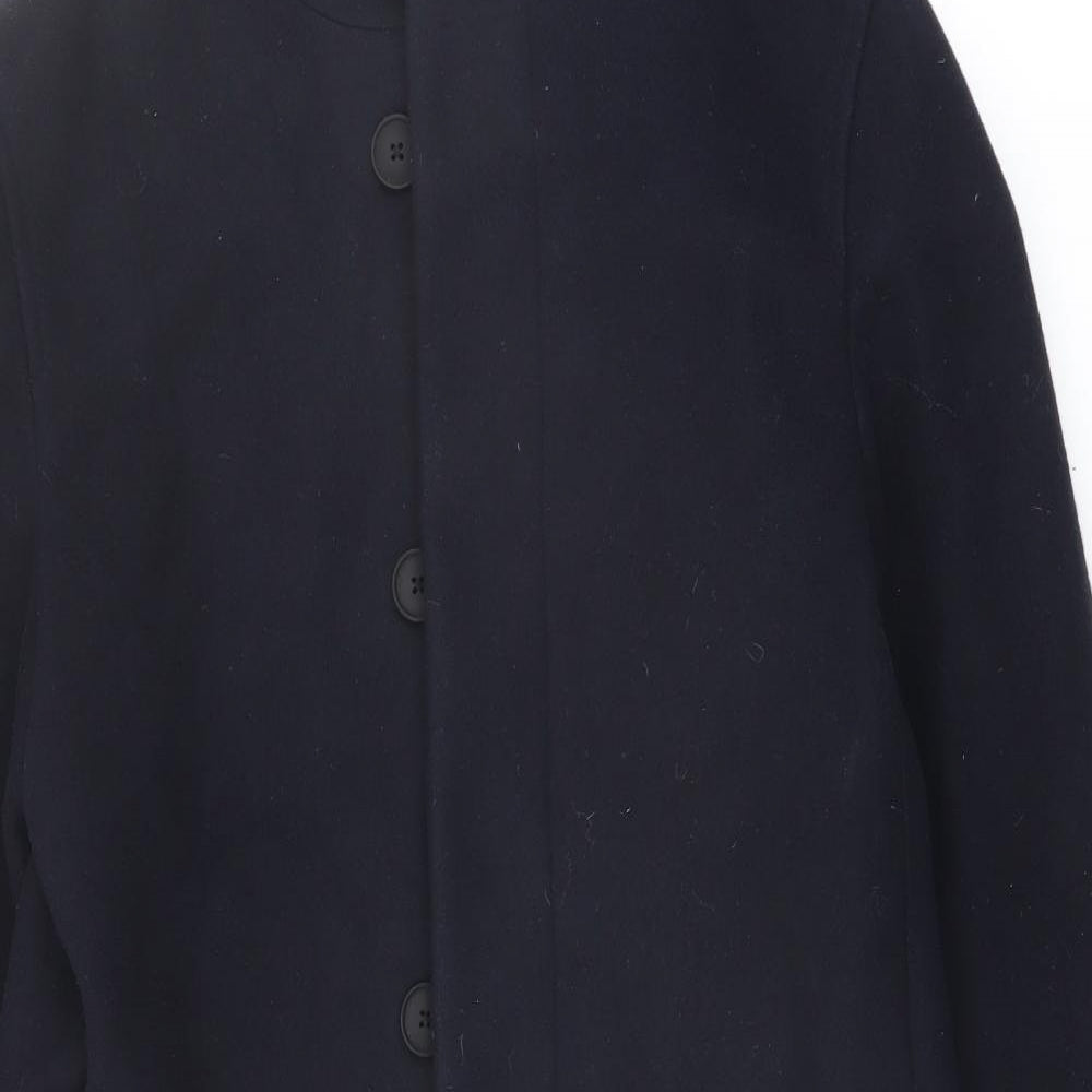 Marks and Spencer Mens Blue Overcoat Coat Size S Button