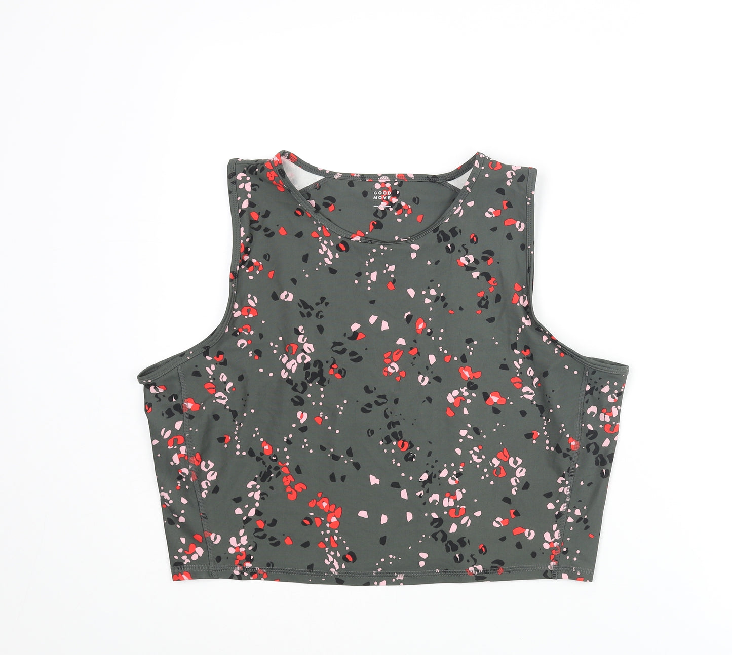 GOODMOVE Womens Grey Animal Print Polyester Basic Tank Size 18 Round Neck Pullover - Leopard Print