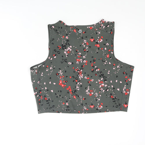 GOODMOVE Womens Grey Animal Print Polyester Basic Tank Size 18 Round Neck Pullover - Leopard Print