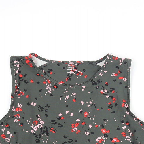 GOODMOVE Womens Grey Animal Print Polyester Basic Tank Size 18 Round Neck Pullover - Leopard Print