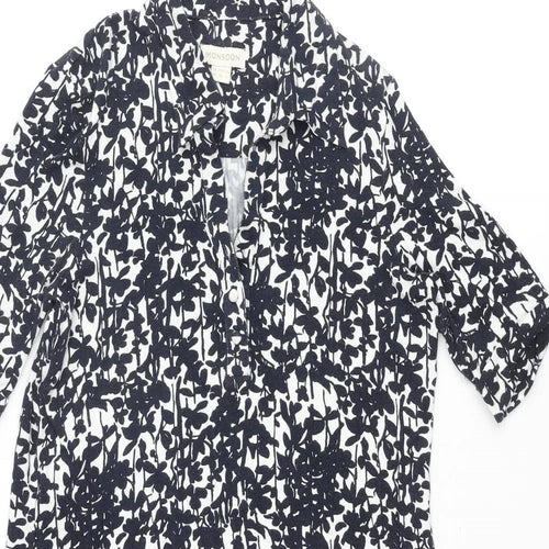 Monsoon Womens Blue Geometric Viscose A-Line Size 10 Collared Pullover