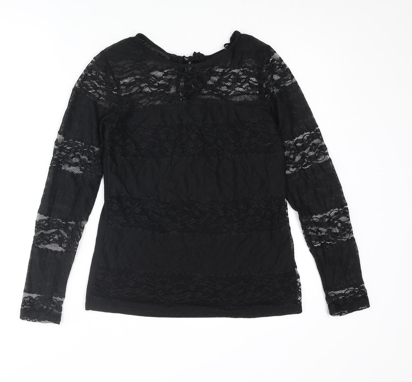 Dorothy Perkins Womens Black Nylon Basic T-Shirt Size 10 Round Neck