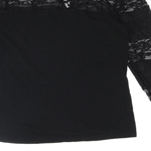 Dorothy Perkins Womens Black Nylon Basic T-Shirt Size 10 Round Neck