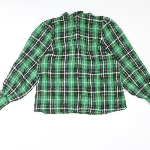 Twist & Tango Womens Green Plaid Polyester Basic Button-Up Size 8 Round Neck