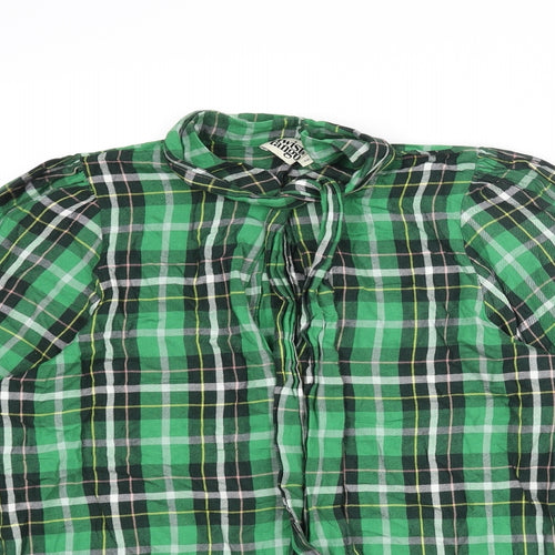 Twist & Tango Womens Green Plaid Polyester Basic Button-Up Size 8 Round Neck