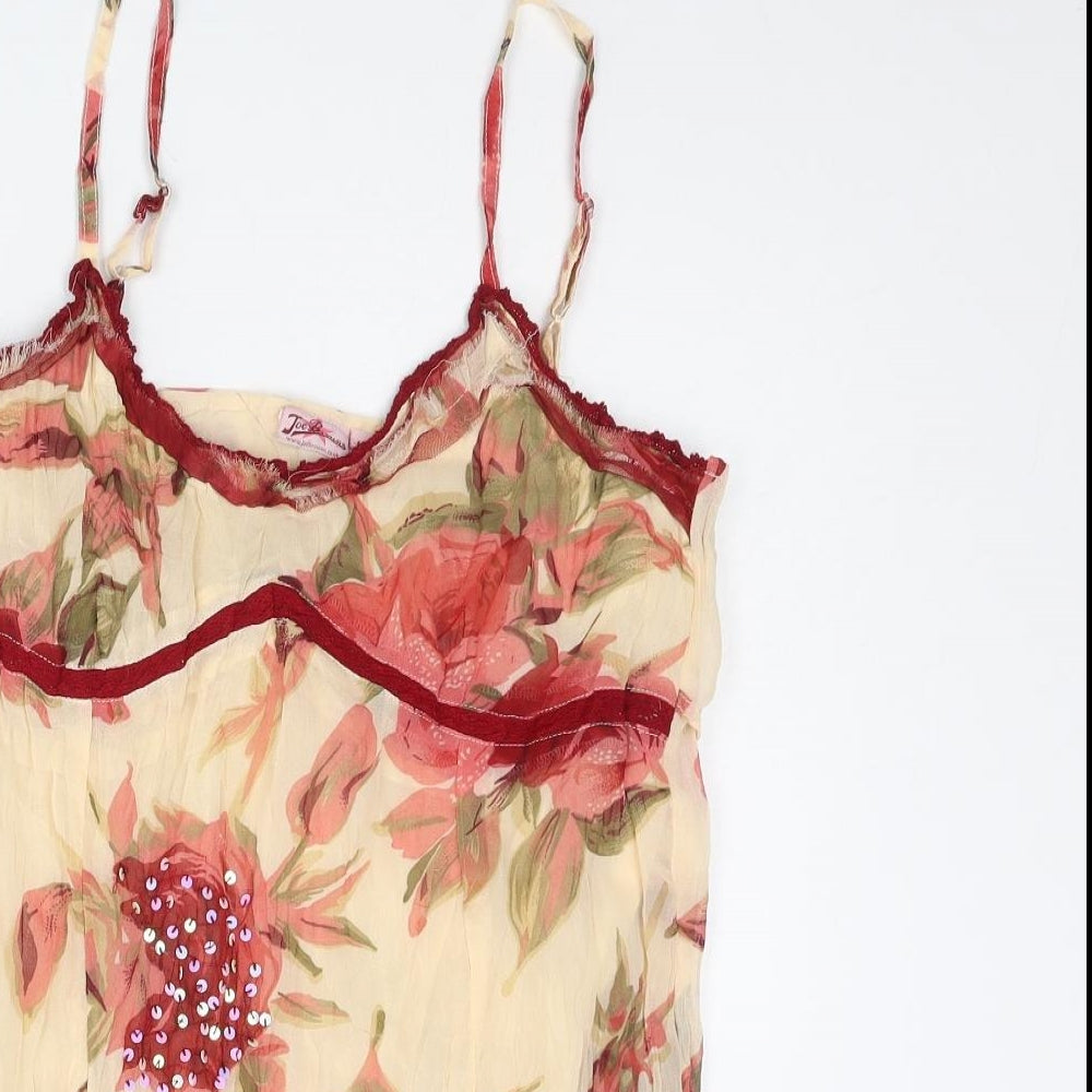 Joe Browns Womens Beige Floral Polyester Camisole Blouse Size 10 Scoop Neck