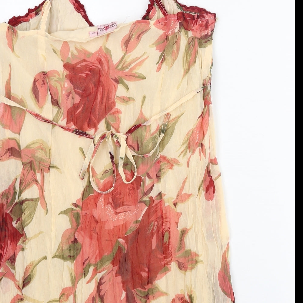 Joe Browns Womens Beige Floral Polyester Camisole Blouse Size 10 Scoop Neck