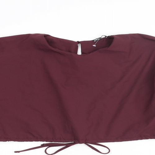 Zara Womens Purple Polyamide Cropped Blouse Size L Round Neck