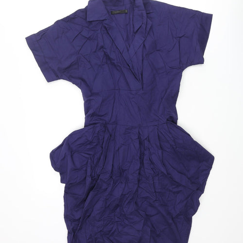 Full Circle Womens Purple Cotton Shift Size 12 Collared Zip