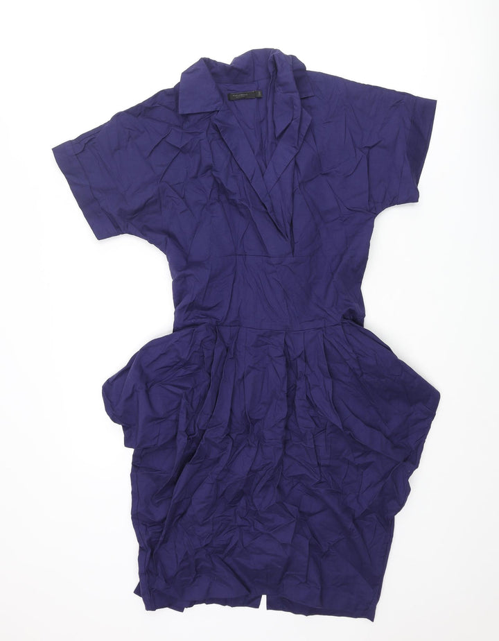 Full Circle Womens Purple Cotton Shift Size 12 Collared Zip