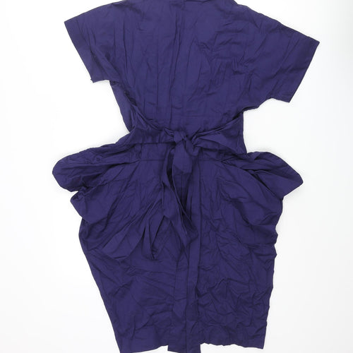 Full Circle Womens Purple Cotton Shift Size 12 Collared Zip