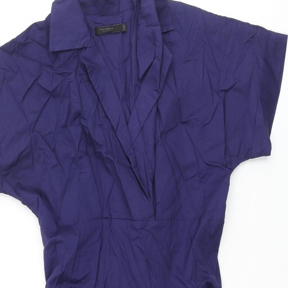 Full Circle Womens Purple Cotton Shift Size 12 Collared Zip