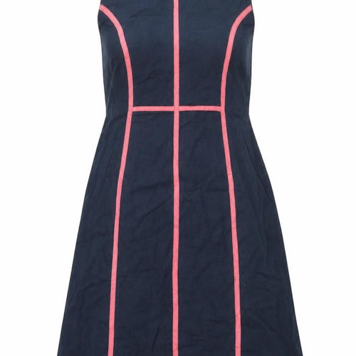 Alice Collins Womens Blue Cotton A-Line Size 10 Round Neck Zip