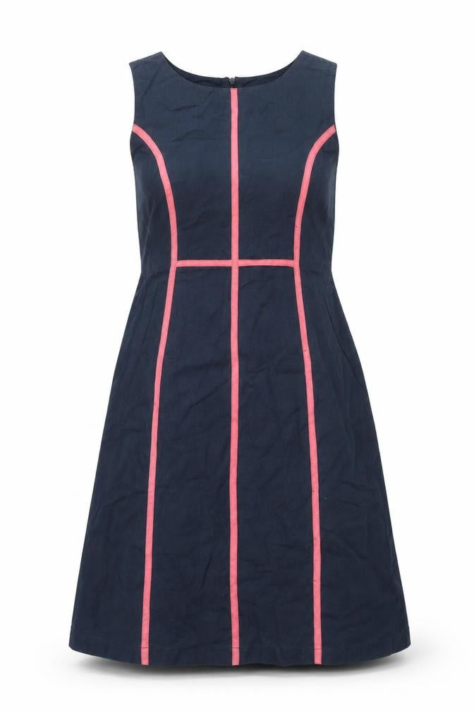 Alice Collins Womens Blue Cotton A-Line Size 10 Round Neck Zip