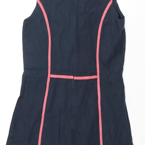 Alice Collins Womens Blue Cotton A-Line Size 10 Round Neck Zip